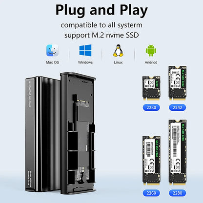 Duplicator de hard disk M2 NVME 40Gbps USB 4 Tybe-C, 8TB 3GB pe secundă, carcasă M2 NVME cu ventilator de răcire pentru iPhone, laptop, monitor