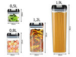 Set 5 Containere Alimentare pentru Bucătărie cu Închidere Ermetică – Depozitare Paste, Cereale, Condimente