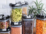 Set 5 Containere Alimentare pentru Bucătărie cu Închidere Ermetică – Depozitare Paste, Cereale, Condimente