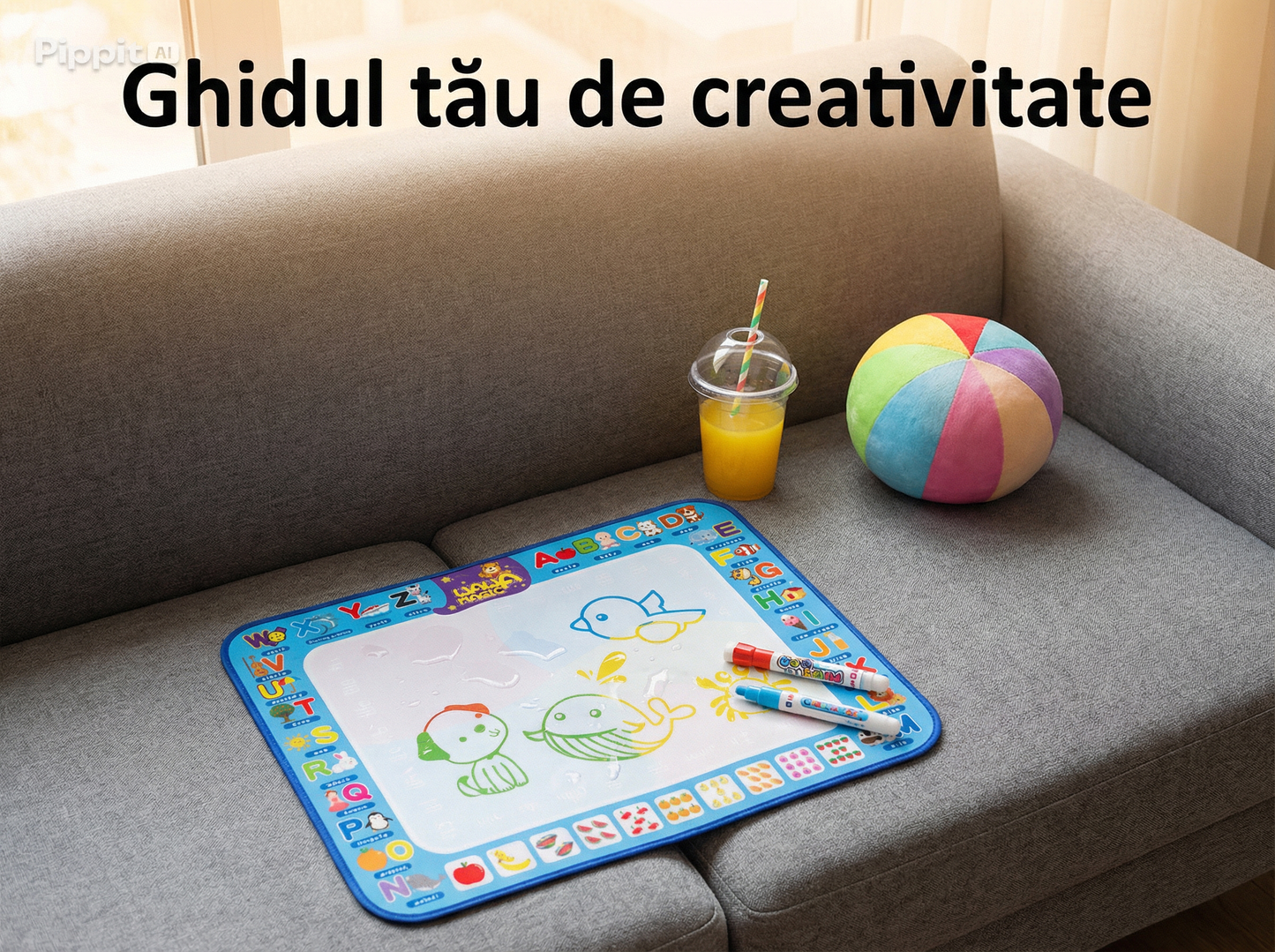 Covoraș de Colorat cu Apă – Litere, Numere și Educație pentru Copii