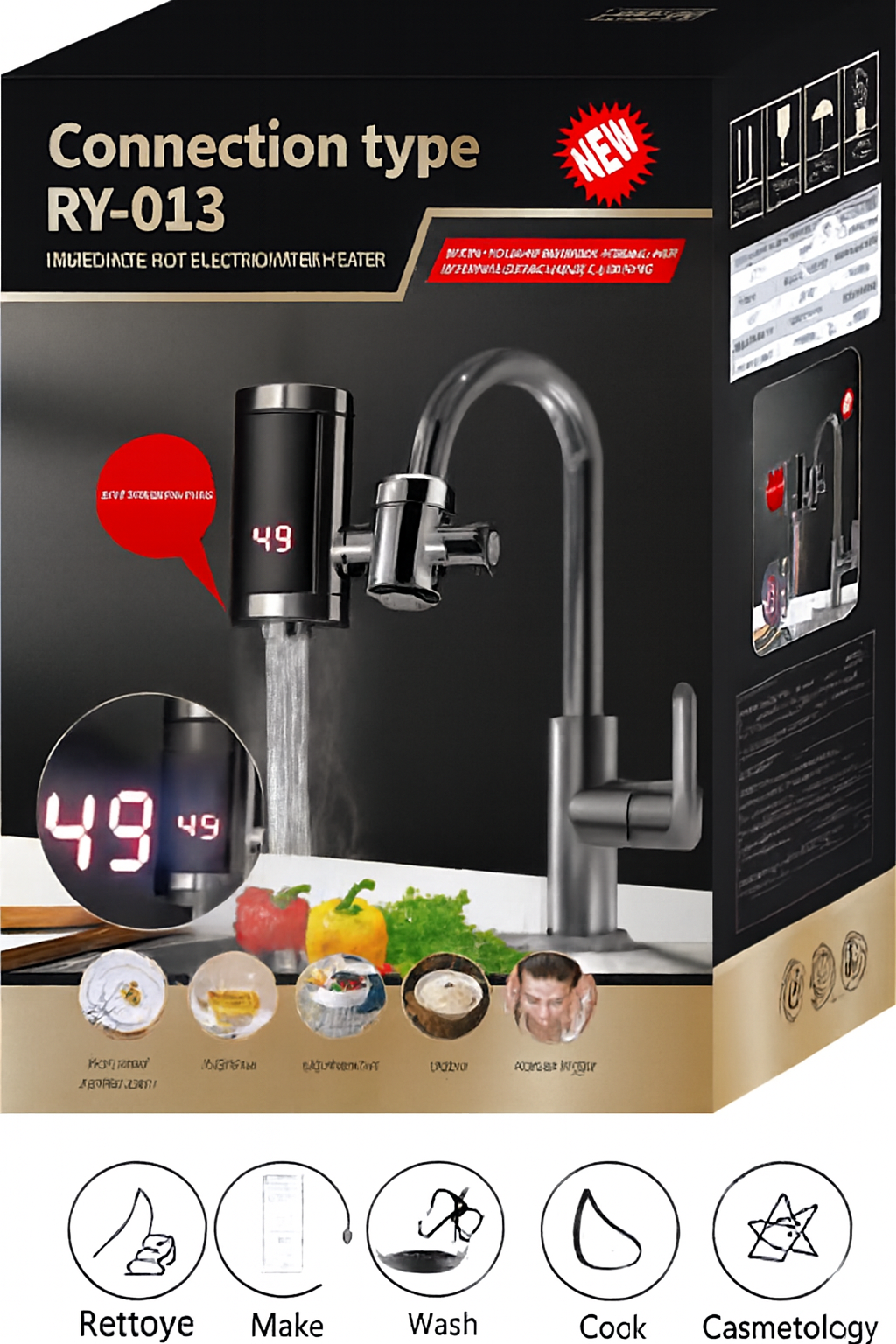 Încălzitor electric apă 3000W cu robinet rotativ și afișaj temperatură – rapid și eficient